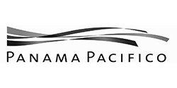 Logotipo de Panamá Pacífico con líneas fluidas sobre el texto.
