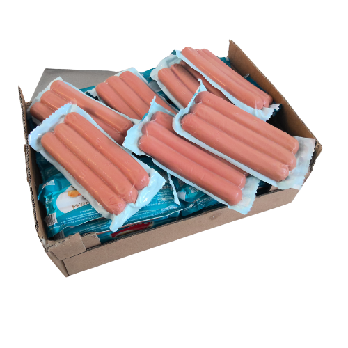 Scatola di hot dog confezionati.
