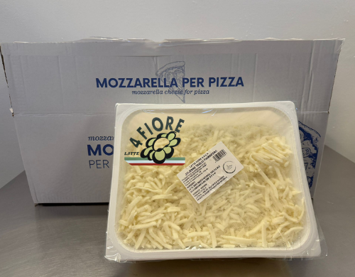 Scatola di mozzarella con l'etichetta 