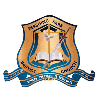 The logo for pershing park baptist church is shown