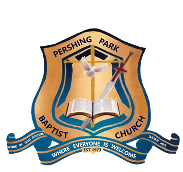 The logo for pershing park baptist church is shown