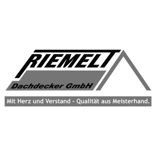 A black and white logo for riemelt dachdecker gmbh