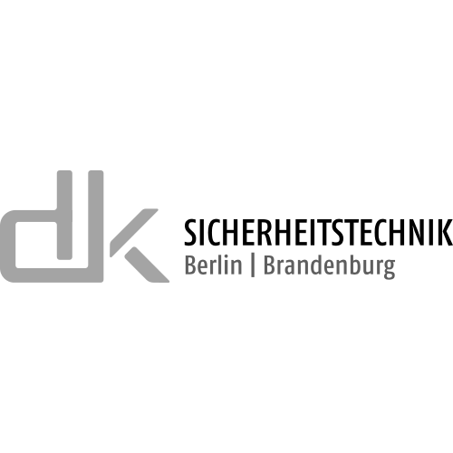 A black and white logo for sicherheitstechnik berlin brandenburg