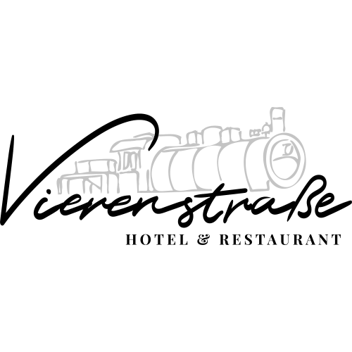 A black and white logo for a hotel and restaurant.