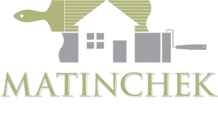 Logo for Matinchek, a painting company, featuring a house and paint tools.