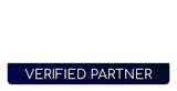 A blue sign that says verified afoofa partner on a white background.
