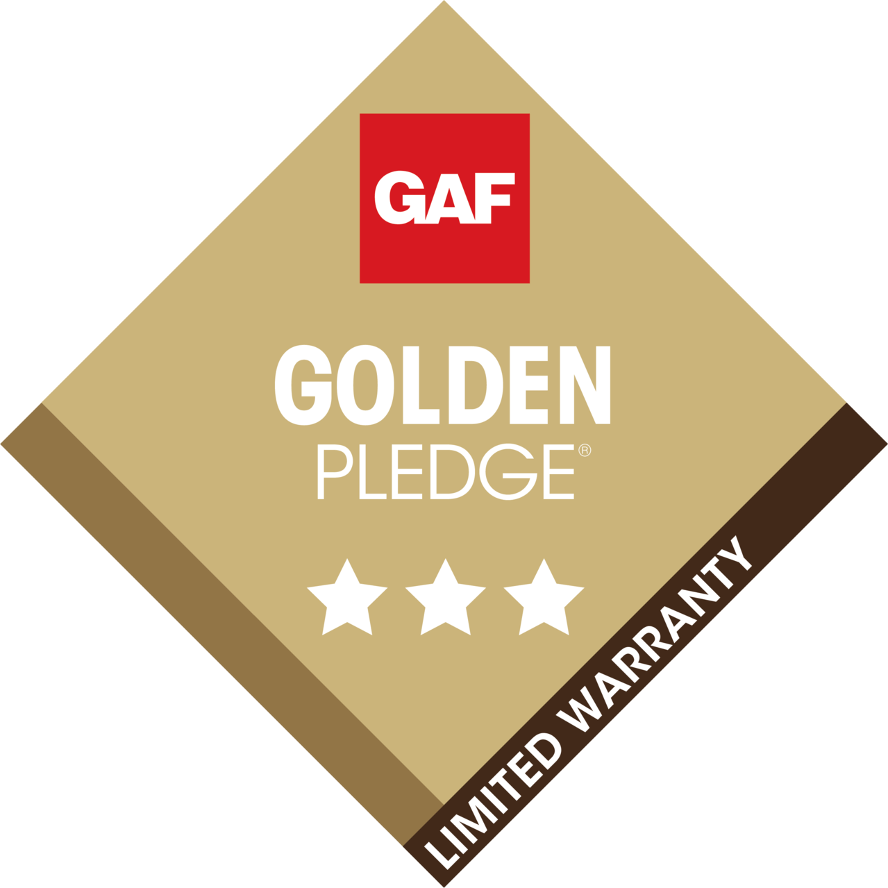 A logo for gaf golden pledge limited warranty