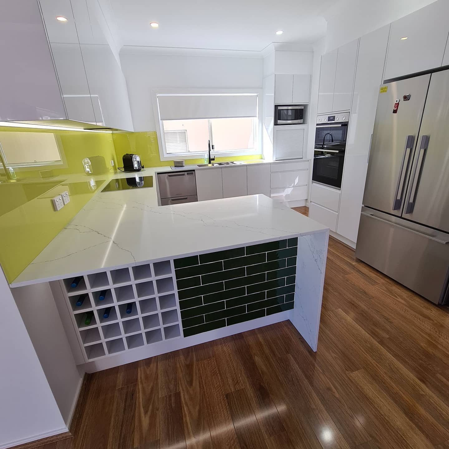 White & Yellow Themed Modern Kitchen —  Bathroom Renovation in Medowie, NSW