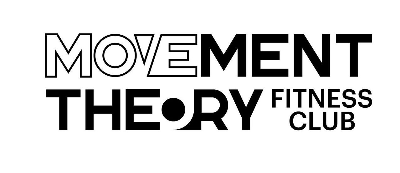 The movement theory fitness club logo is black and white.