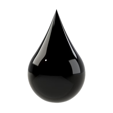 Ein schwarzer Flüssigkeitstropfen auf weißem Hintergrund