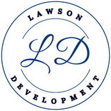 The logo for lawson development is a blue circle with the letter ld inside of it.