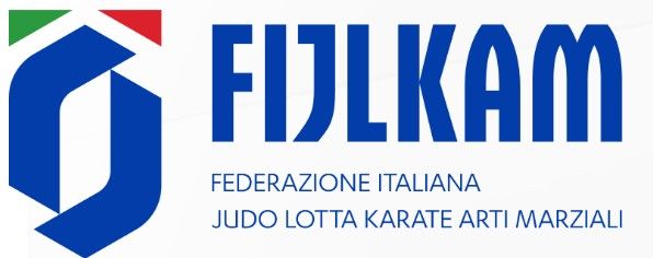 Logo della FIJLKAM, Federazione Italiana Judo, Lotta, Karate, Arti Marziali. Blu e bianco con i colori della bandiera italiana.