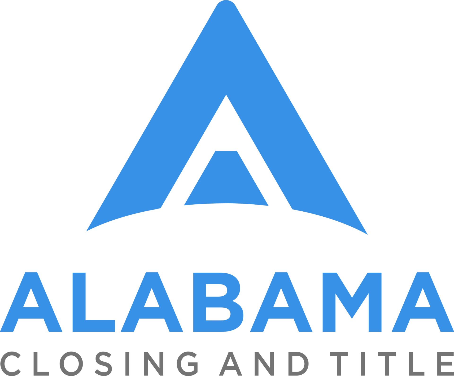The logo for alabama closing and title is blue and white.