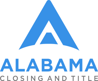 The logo for alabama closing and title is blue and white.