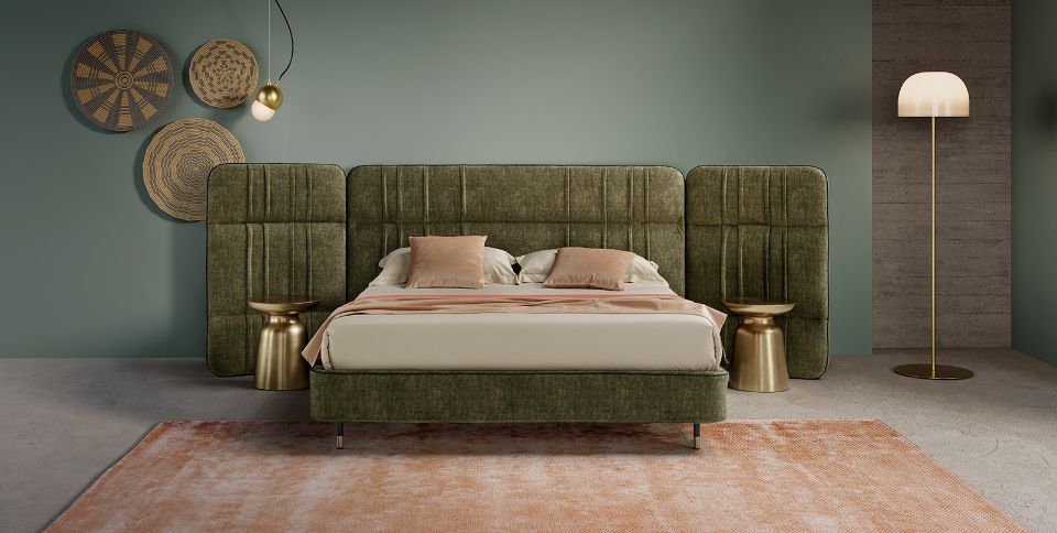 letto matrimoniale verde in stile rétro