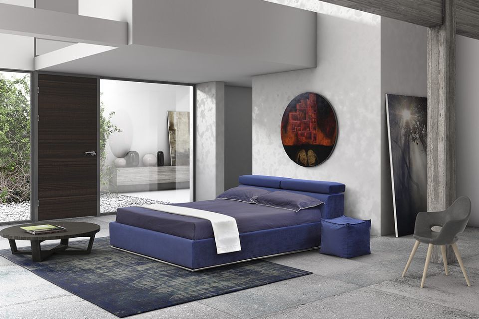 letto matrimoniale blu