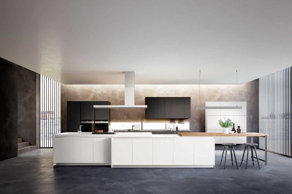 cucina con arredi luminosi