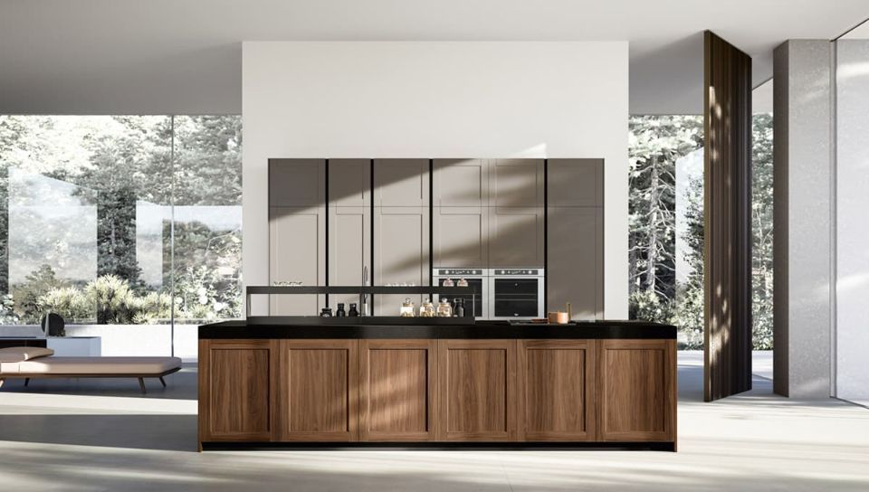 cucina con isola in legno