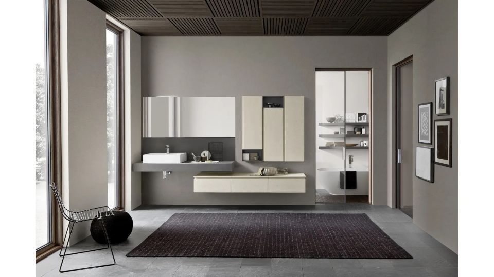 bagno con pensili color crema
