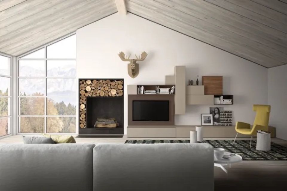 zona living con caminetto moderno