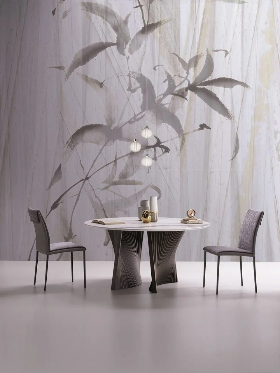 tavolo tondo con due sedie