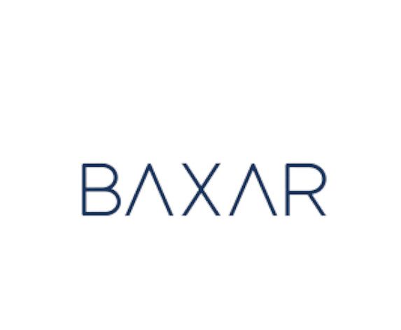 Un logo per un'azienda chiamata Baxar su uno sfondo bianco.