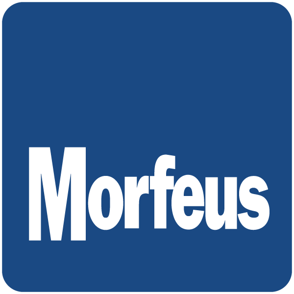 Un quadrato blu con la parola morfeus sopra