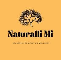 Logo for Naturalli Mi featuring a black tree graphic over text on an orange background. "Sea Moss for Health & Wellness".