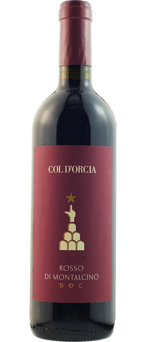 Bottiglia di vino rosso. Etichetta bordeaux con testo dorato e una stella in cima a una struttura.
