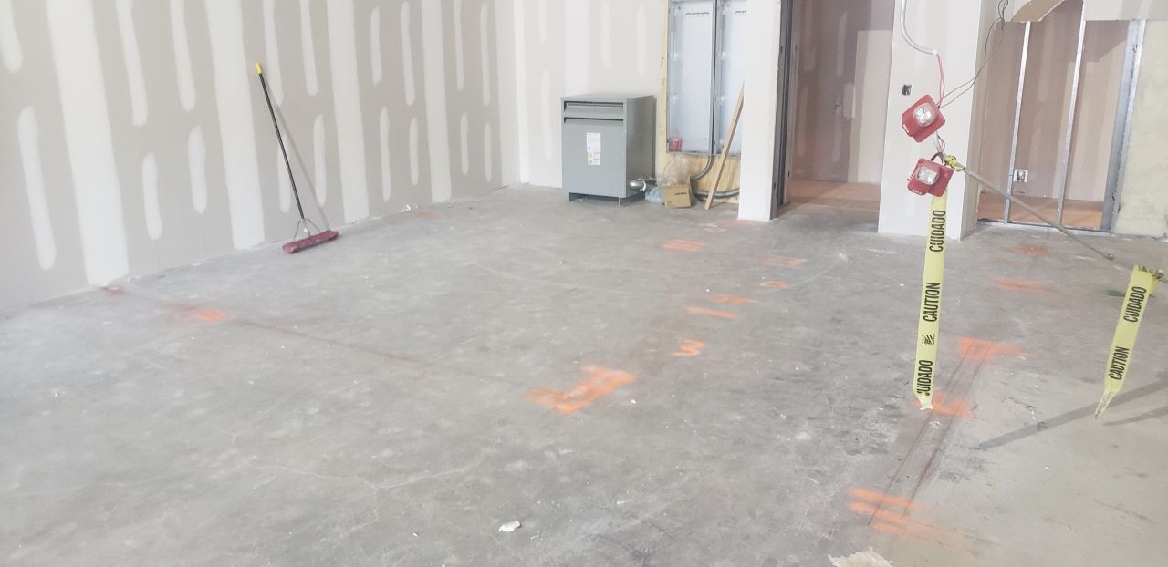 There is a broom in the middle of the room.