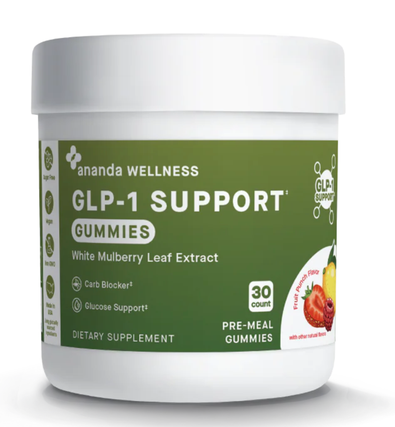 A jar of ananda wellness glp-1 support gummies