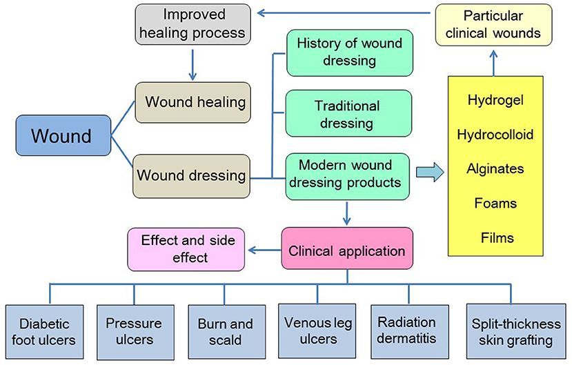 Wound healing map for various wounds
