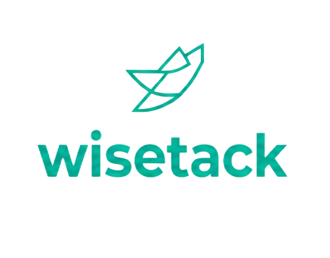 Wisetack logo with teal wordmark and stylized bird icon on a white background