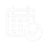 Calendar and clock icon in light gray outline