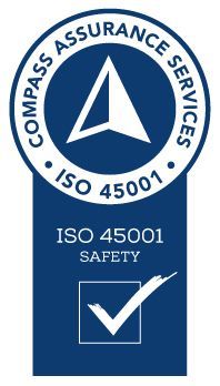 The logo for compass assurance services iso 45001 safety.