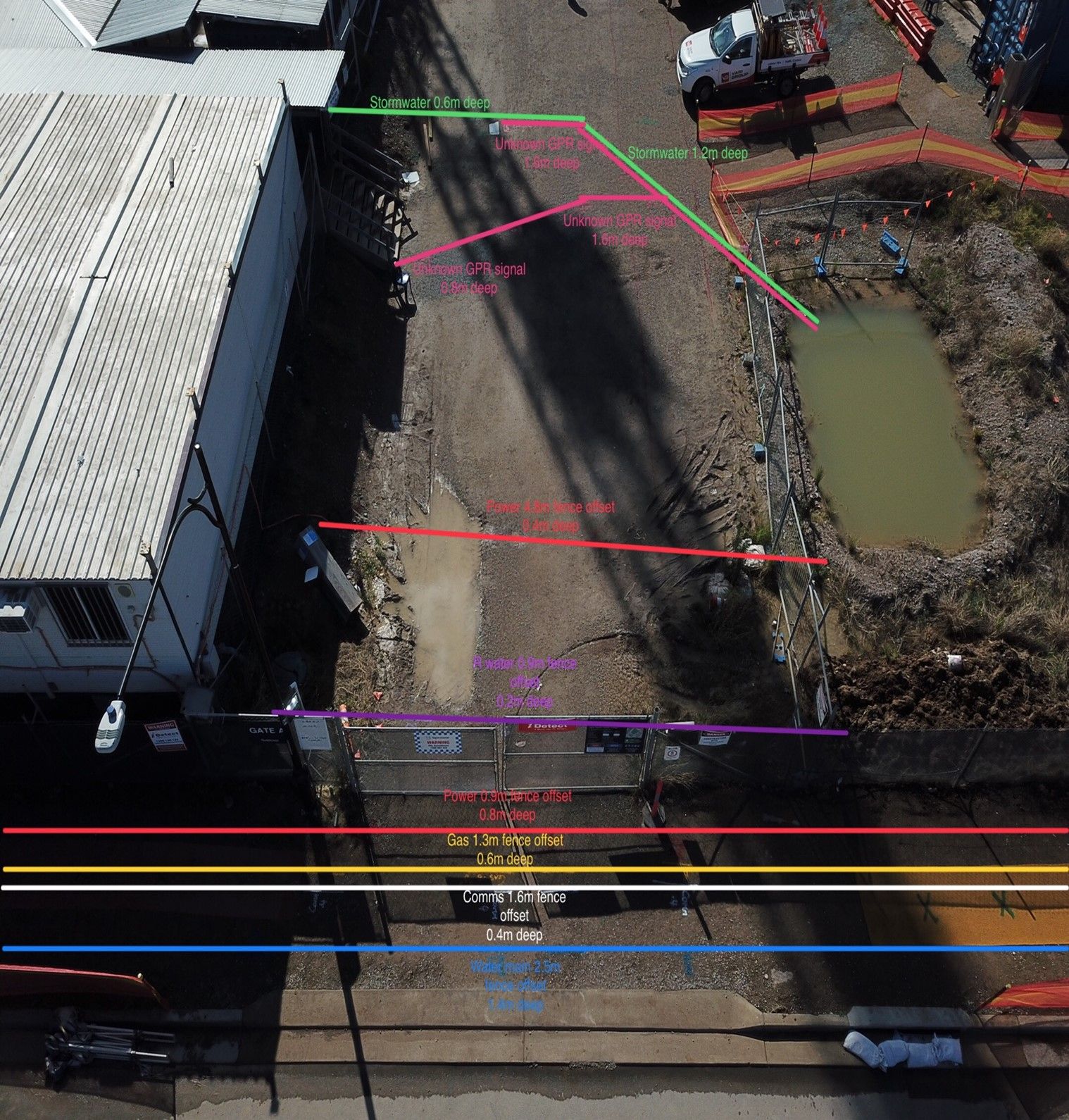 Location with Colored Line Label — Sydney, NSW — GPR Scanning Australia Pty Ltd