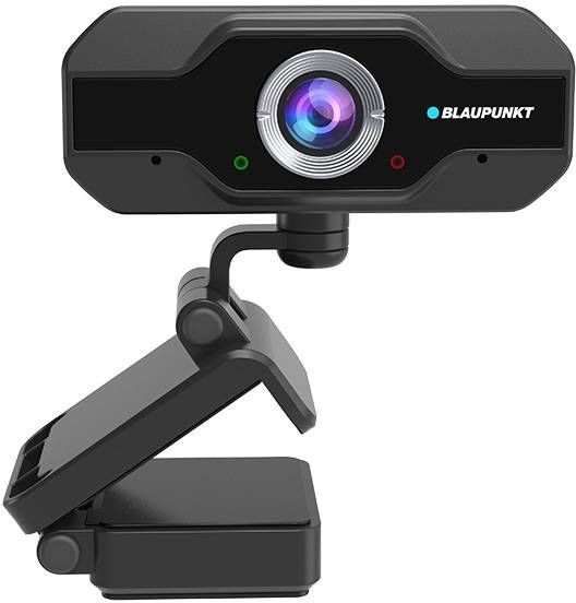 מצלמת אינטרנט ומיקרופון על חצובה על רקע לבן