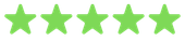 A row of green stars on a white background.