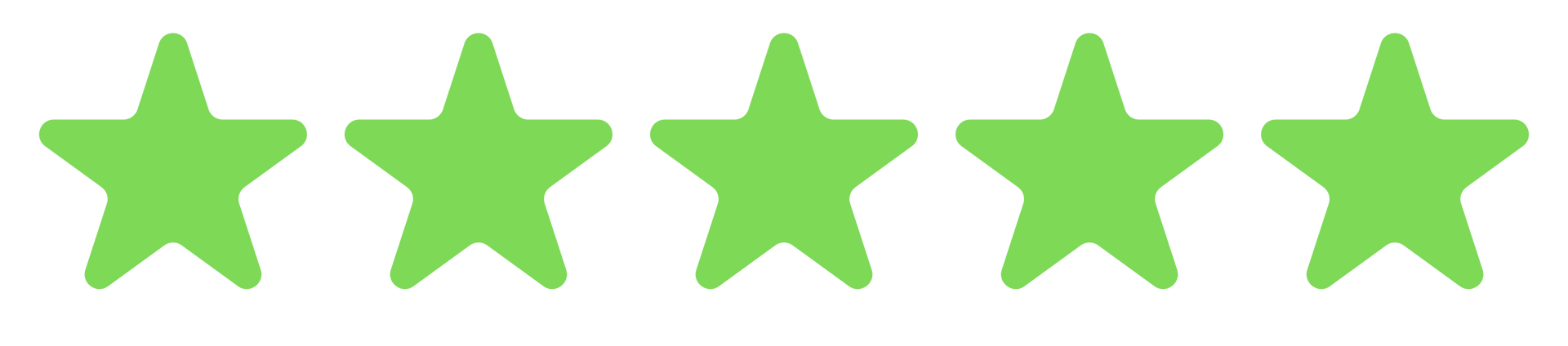 A row of green stars on a white background.