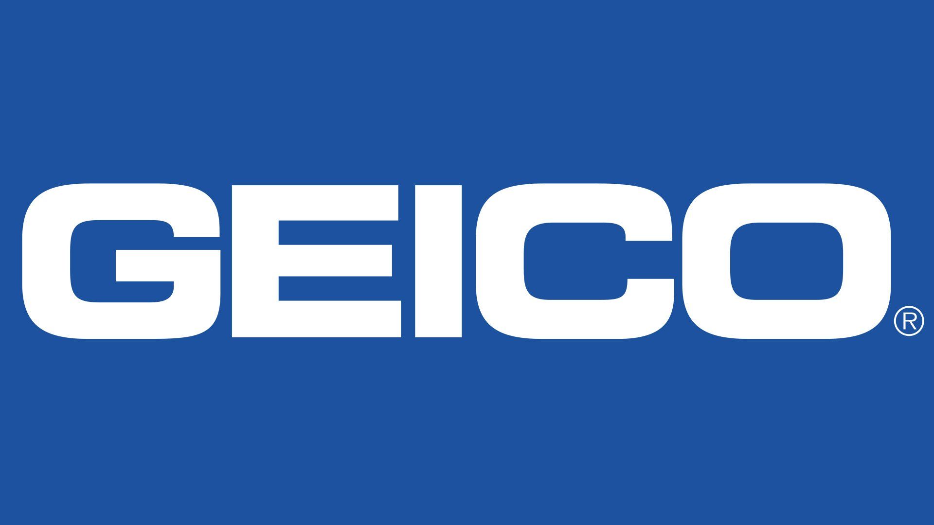 The geico logo is on a blue background