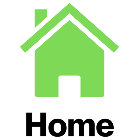 A green house icon with the word home below it.