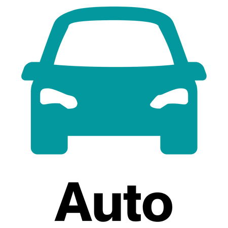 A blue car with the word auto below it.