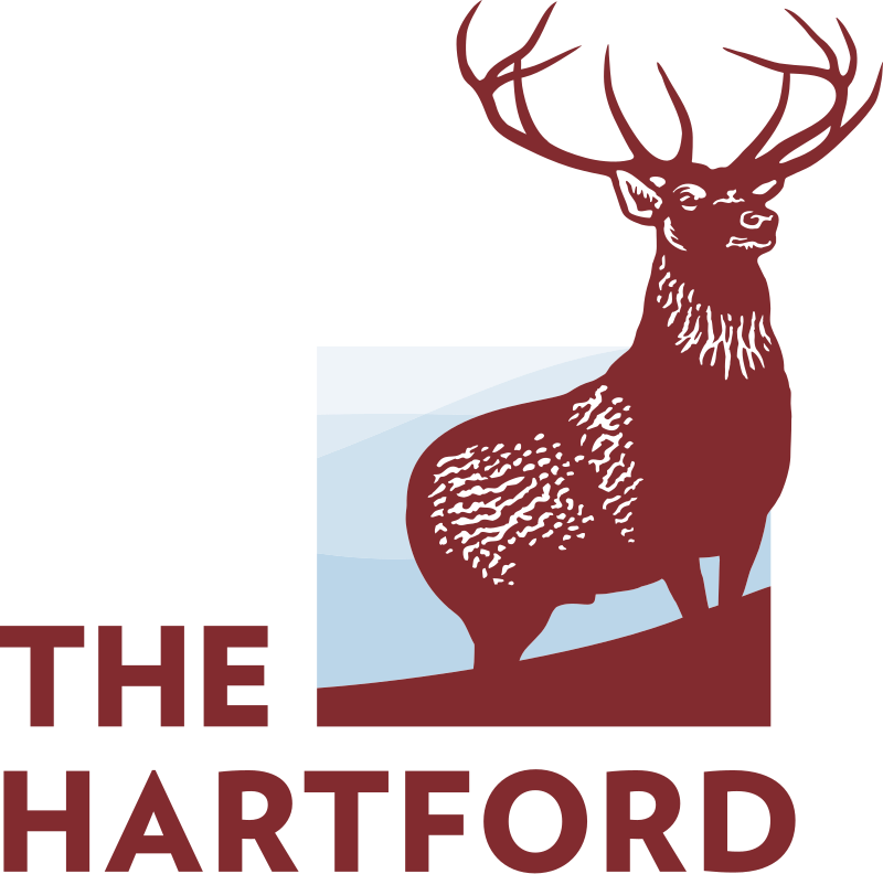 The hartford logo shows a deer standing on a hill