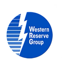 A blue circle with a lightning bolt and the words western reserve group