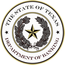 Seal of the Texas Department of Banking featuring a centered star surrounded by a wreath and circular text.