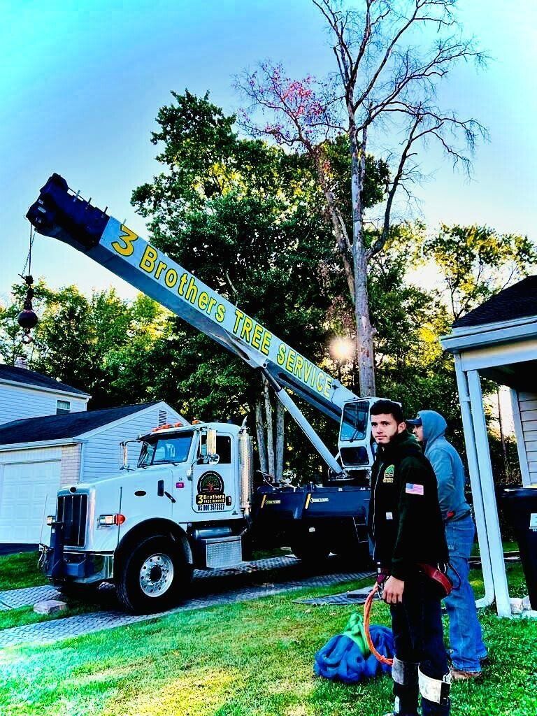A man is standing in front of a truck with a crane attached to it.