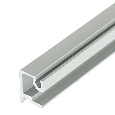 Silver aluminum track profile with a grooved channel.