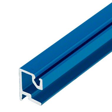 Blue aluminum extrusion profile with a groove along its length.
