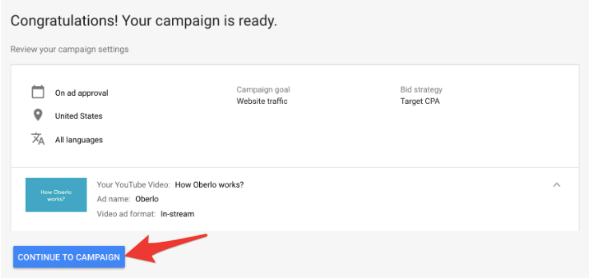 Campaign Youtube Ads berjalan