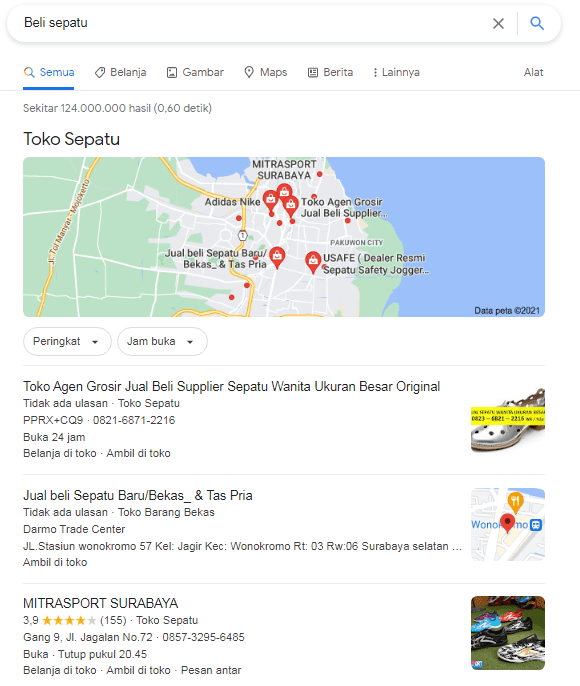 contoh local seo di google